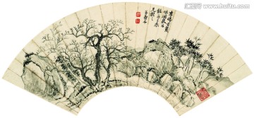 惲壽平 山水花卉扇面國畫