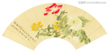 惲壽平 山水花卉扇面國畫