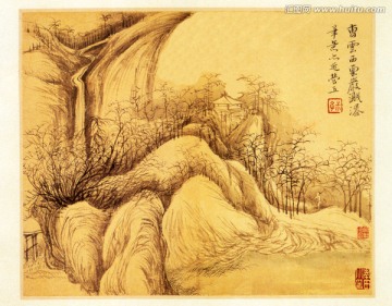 惲壽平 山水花卉國畫