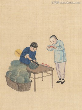 古代人生活場景圖 賣西瓜