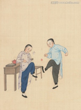 古人生活圖 踢毽子