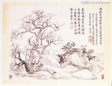 惲壽平山水花鳥圖冊之喬柯急澗