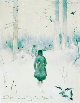 列維坦 三月 雪景森林