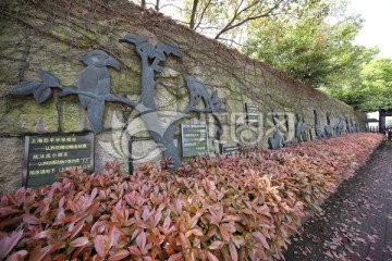 上海野生动物园动物雕塑墙