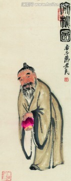 齊白石  偷桃圖