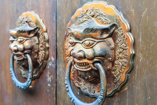 中式木门铜门环
