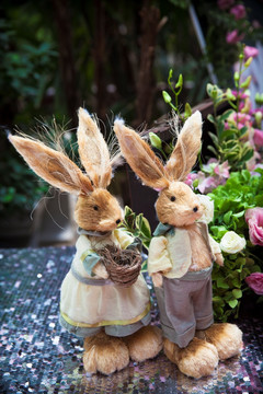 兔兔摆件婚礼装饰