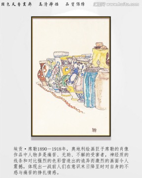 抽象人物油画 高清席勒作品