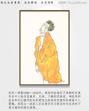 席勒高清抽象油畫 畫廊品質