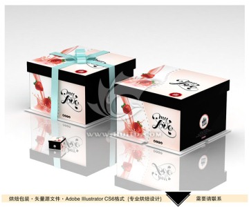 草莓牛奶蛋糕盒平面展開圖