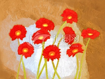 油畫(huà)菊花 裝飾畫(huà)