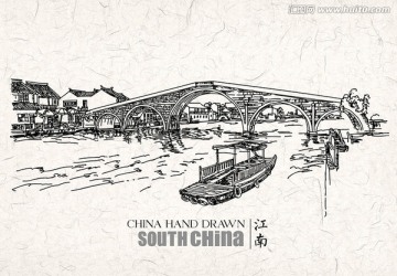 大運(yùn)河線描圖