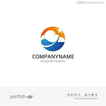 云朵星星太阳地球科技感logo