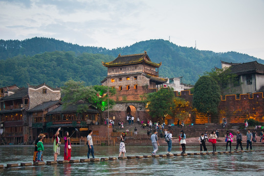 凤凰古城 沱江 风景 山水