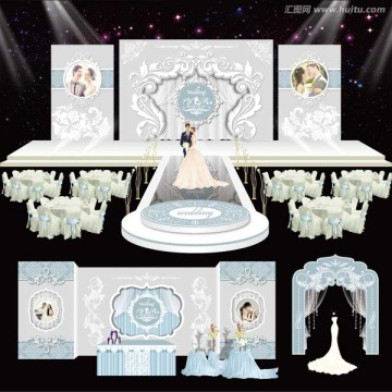 淡藍(lán)色夢(mèng)幻主題婚禮