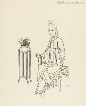 古代賣(mài)藝人線描