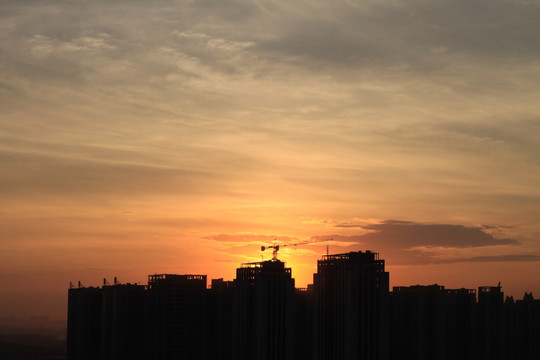 绚丽晚霞 城市天空