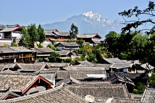 丽江 屋顶 瓦房 古建筑 古镇