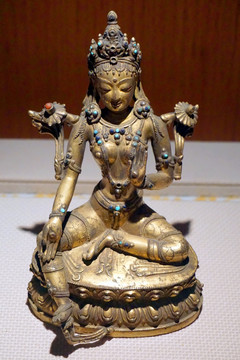 藏传佛教文物 明代白度母铜像