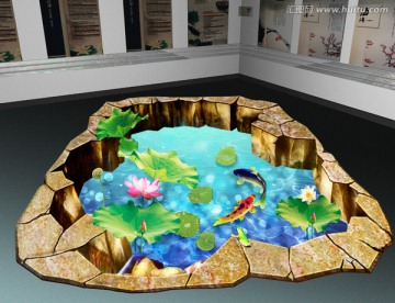 3D畫 3D立體畫 荷花