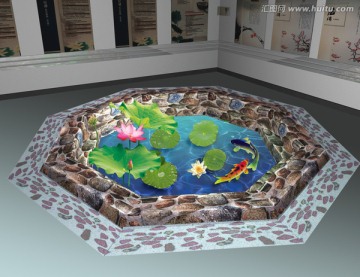 3D畫 3D立體畫 荷花