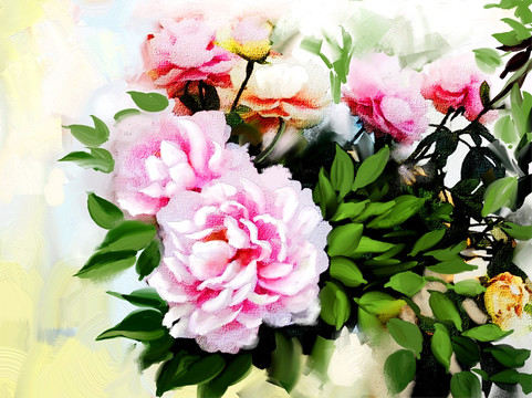牡丹花 油畫（未分層）