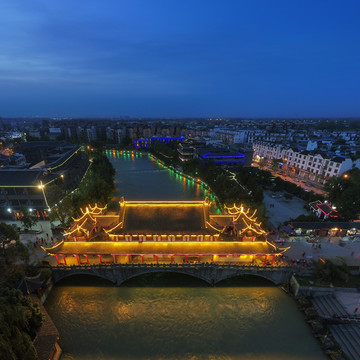 成都郫县三道堰古镇夜景