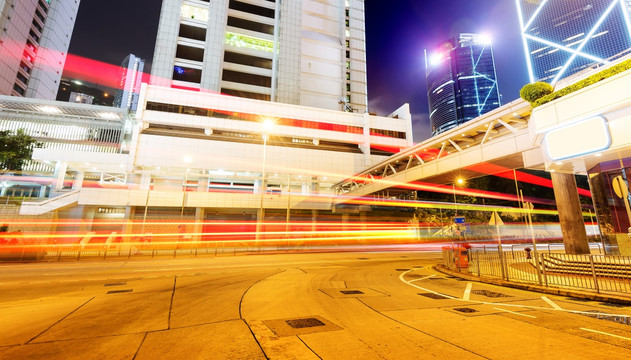 中国香港现代城市夜景