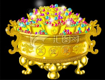 年畫聚寶盆元寶金玉滿堂財源滾滾