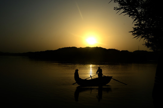 湖南水府庙夕阳图片