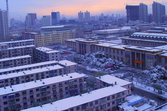 沈阳雪景 沈阳落霞