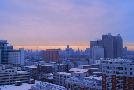 沈阳雪景 沈阳落霞