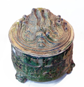 汉代绿釉陶奁