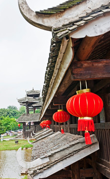 风雨桥 屋檐 飞檐 屋顶 瓦