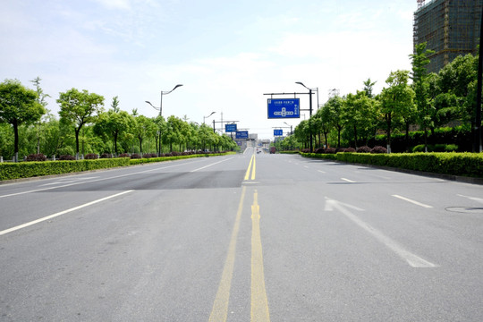 城市道路绿化街景杭州