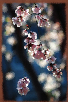 桃花油畫