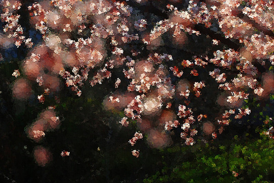 桃花油畫