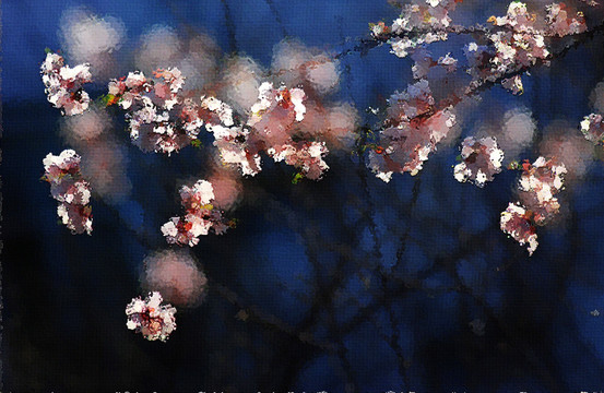 桃花油畫