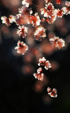 桃花油畫