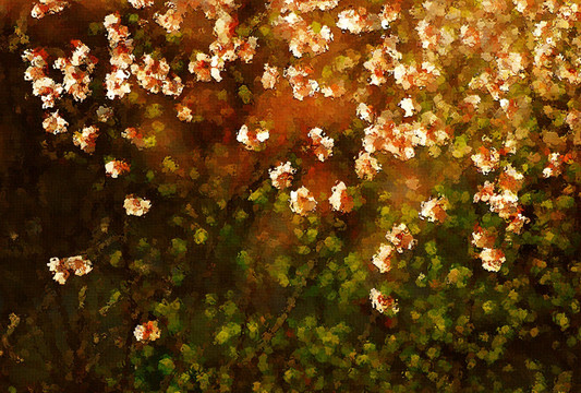 桃花油畫