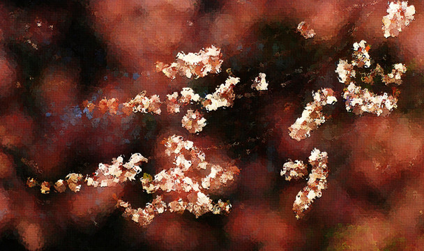 桃花油畫
