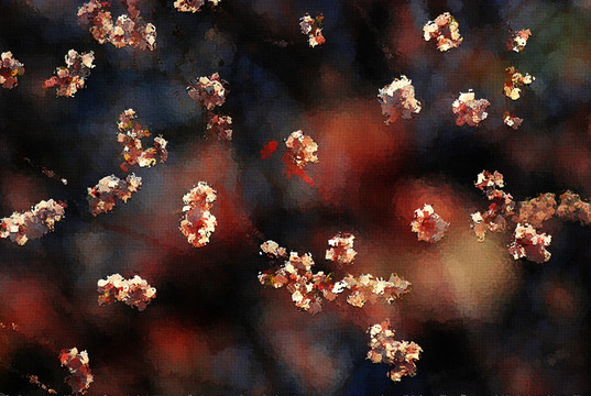 桃花油畫