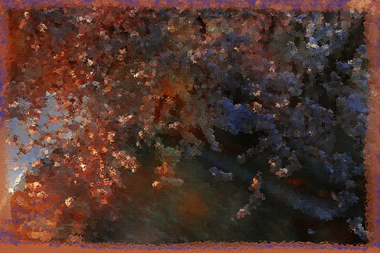 桃花油畫