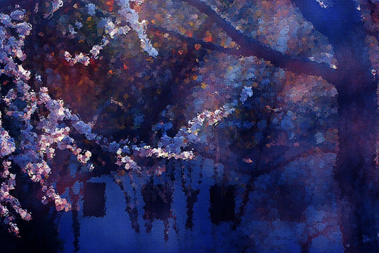 桃花油畫