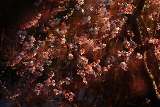 桃花油畫