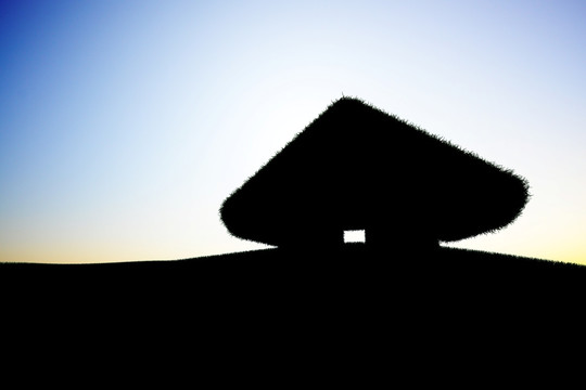 小屋子的剪影