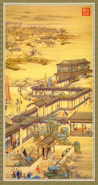 山水风景国画 画廊高清品质