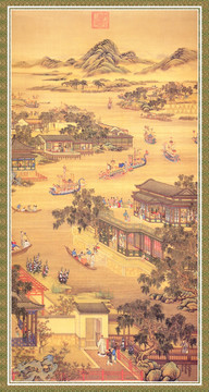 山水风景国画 画廊高清品质