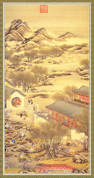 山水风景国画 画廊高清品质