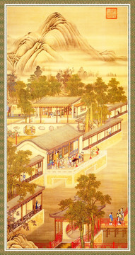 山水风景国画 画廊高清品质